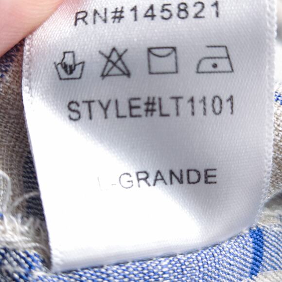 Listicle Plaid Button Down Shirt Blue White Size Large Coastal Normcore - Picture 10 of 10